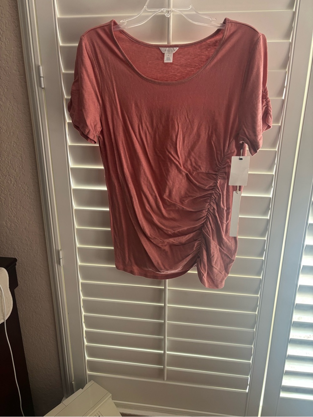 Caslon Mauve Ruched Short-Sleeve Top